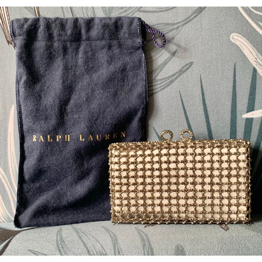 RALPH LAUREN PURPLE TAG COLLECTION HAND MADE silver metal & rhinestone Clutch Mi